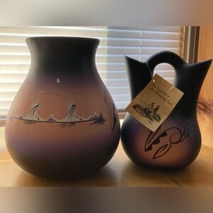 Estate auction, Navajo Native American Indian Pottery-2 Pieces-Wedding Vase Set